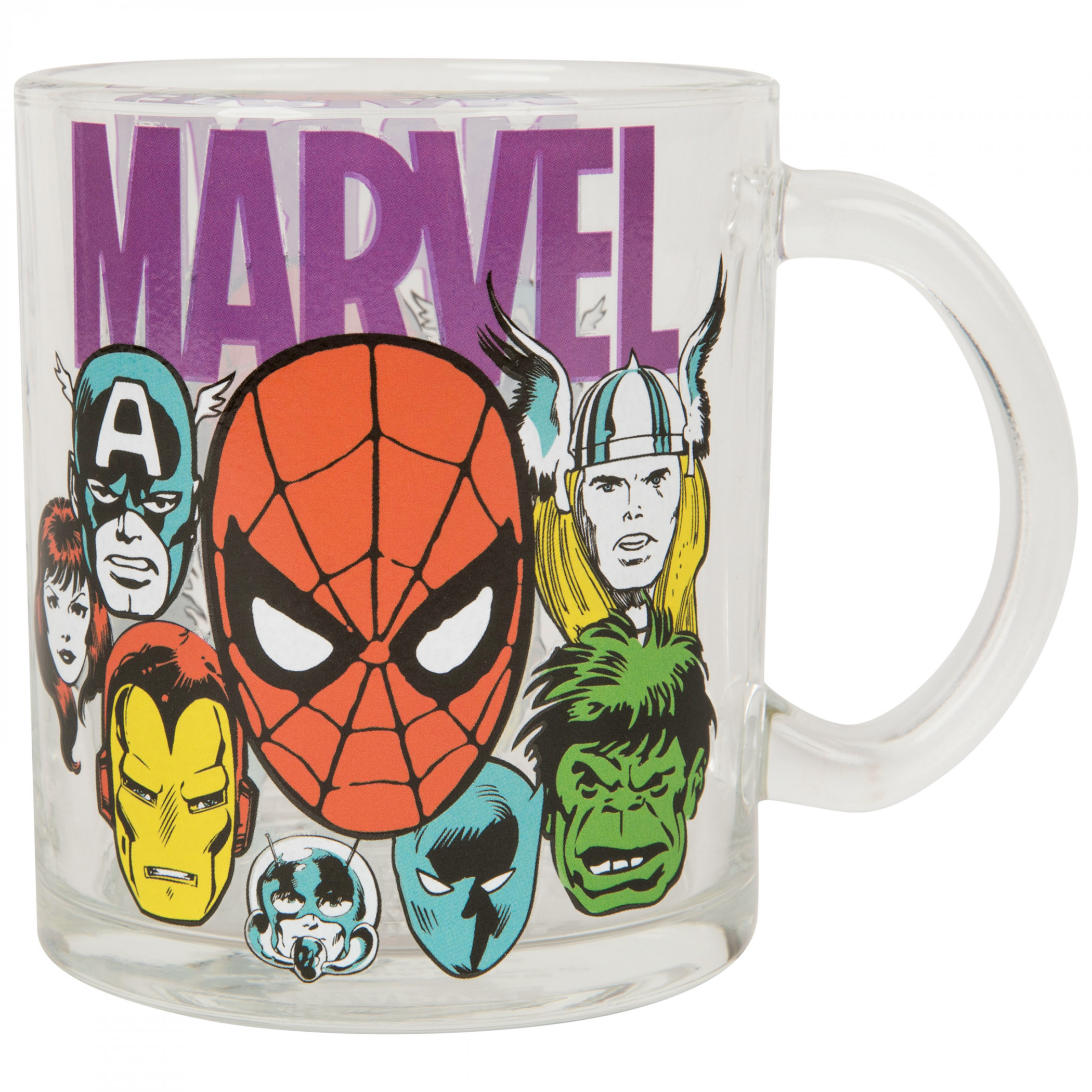 Spider-Man and Avengers Retro Comic Art 17.5oz Glass Mug